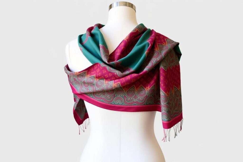 Chusta cyganki zarzucona na ramiona jako element stroju