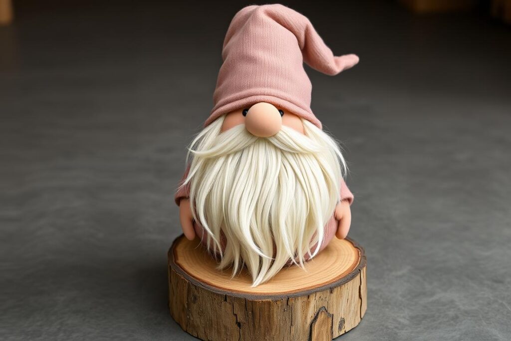 Duży skrzat osadzony na naturalnym pniu drewna