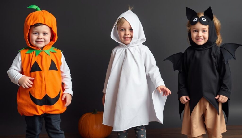 Dzieci w bezpiecznych strojach na halloween wykonanych metodą DIY