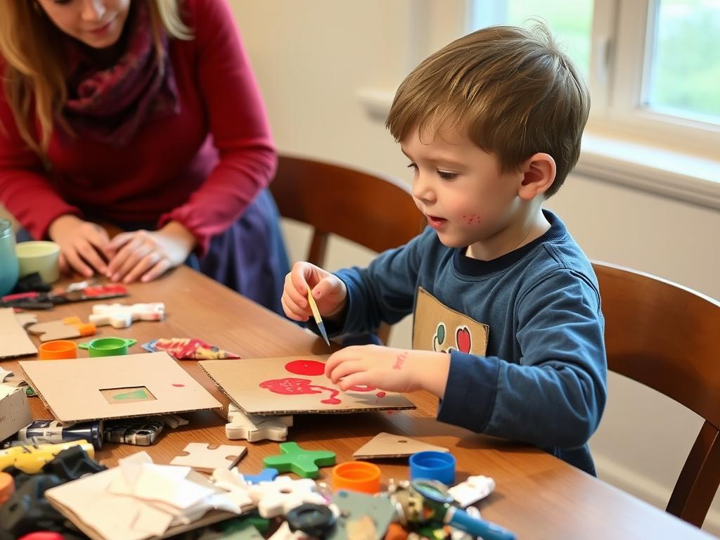 Dziecko aktywnie uczestniczące w tworzeniu stroju ekologicznego