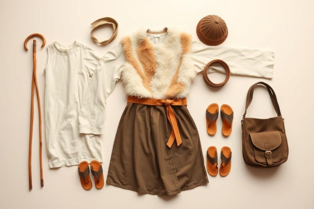 Elementy stroju pasterza rozłożone na płaskiej powierzchni - jak wygląda pasterz