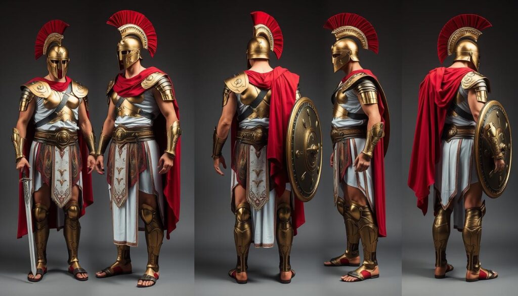 Gotowy strój boga greckiego Aresa w pełnej okazałości