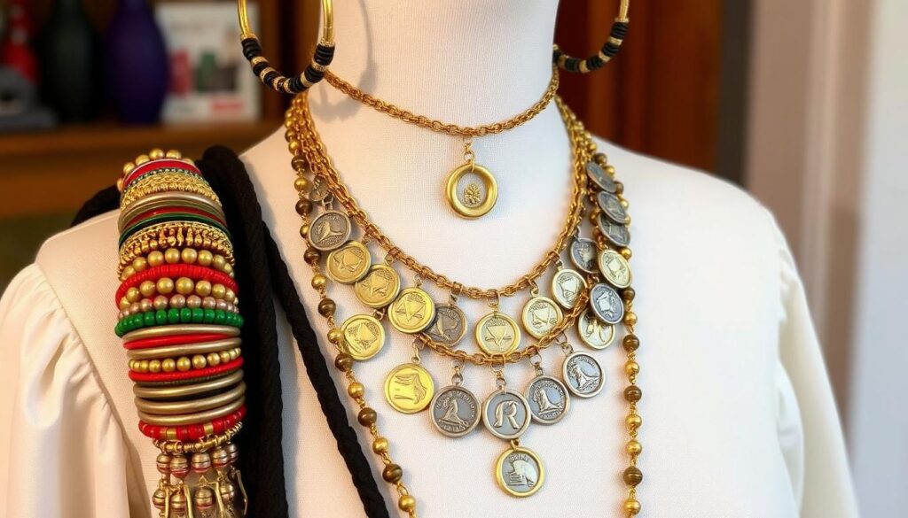 Gotowy zestaw biżuterii do stroju cyganki - kolczyki, bransoletki i naszyjnik