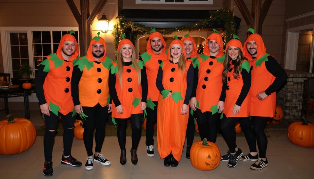 Grupa osób w strojach dyni