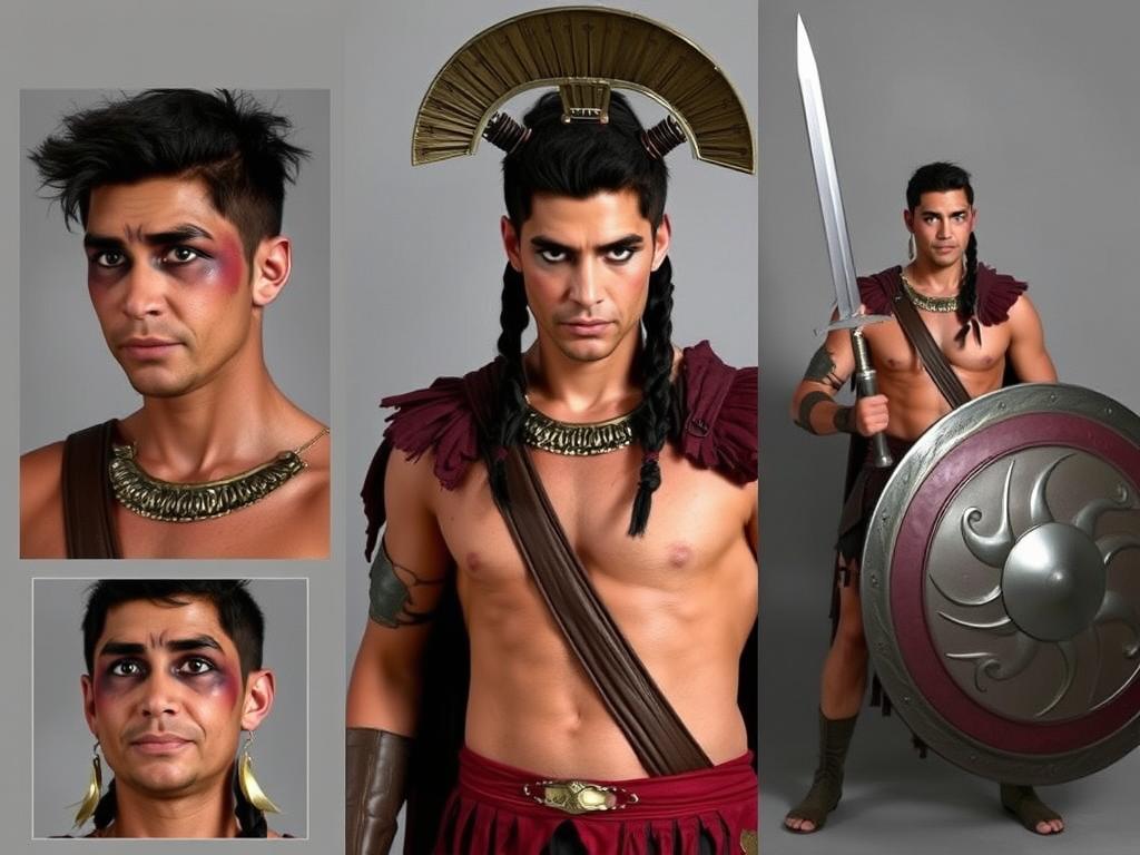 Kompletna stylizacja na boga wojny Aresa - makijaż, fryzura i postawa