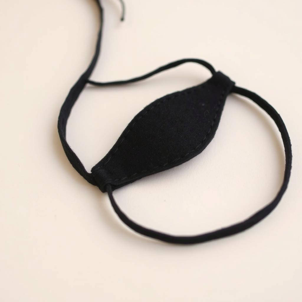 Opaska pirata na oko wykonana z czarnego materiału z gumką