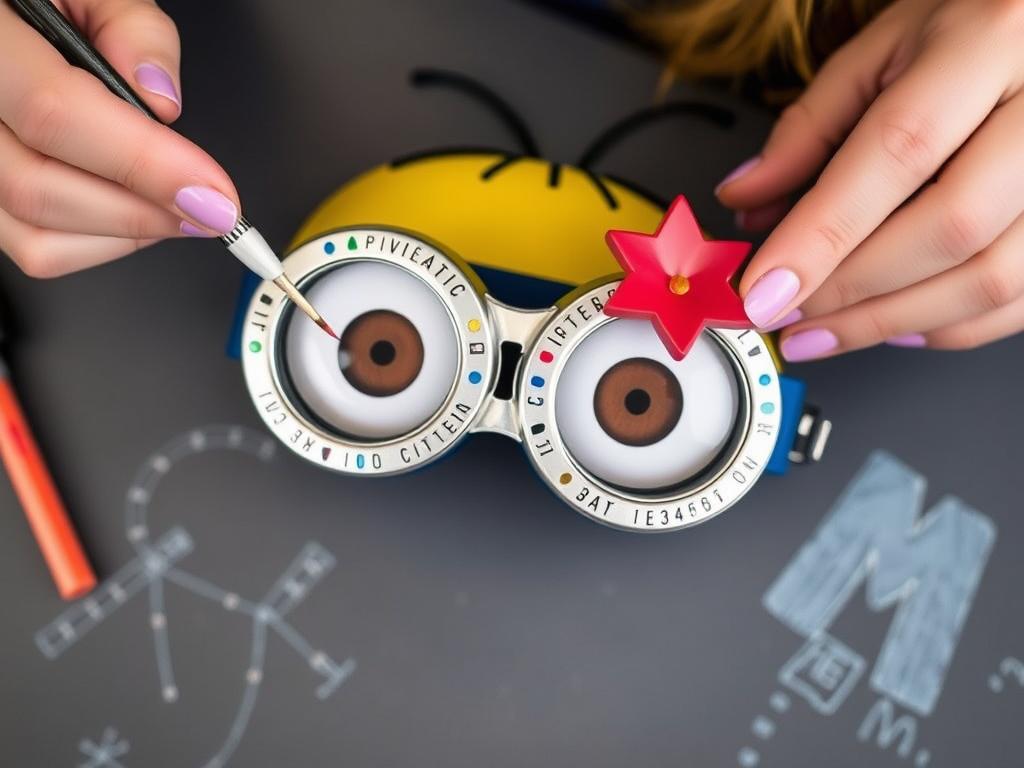 Personalizacja okularów minionka poprzez dodanie kolorowych detali