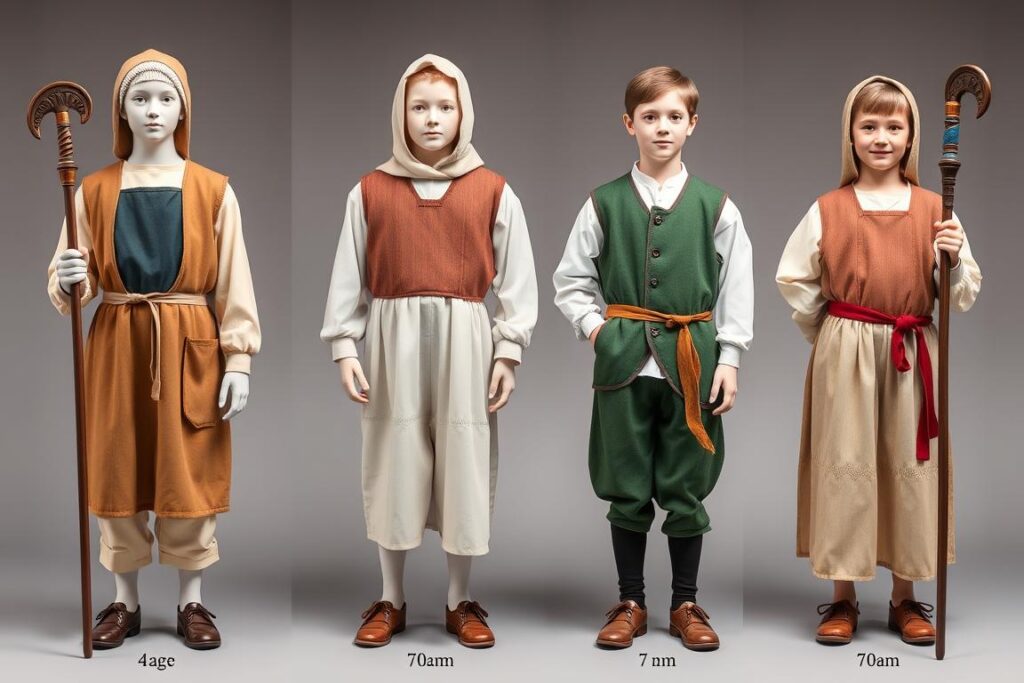 Porównanie strojów pasterza dla dzieci w różnym wieku - jak wygląda pasterz