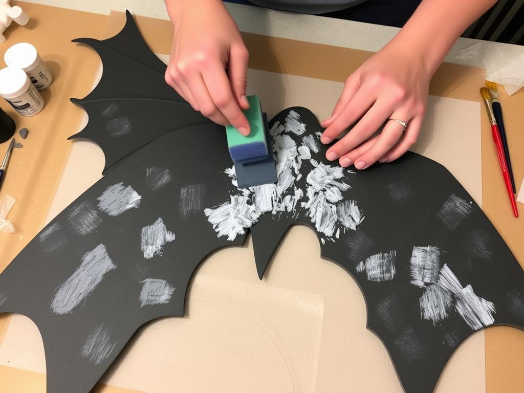 Proces malowania skrzydeł smoka z efektem łusek