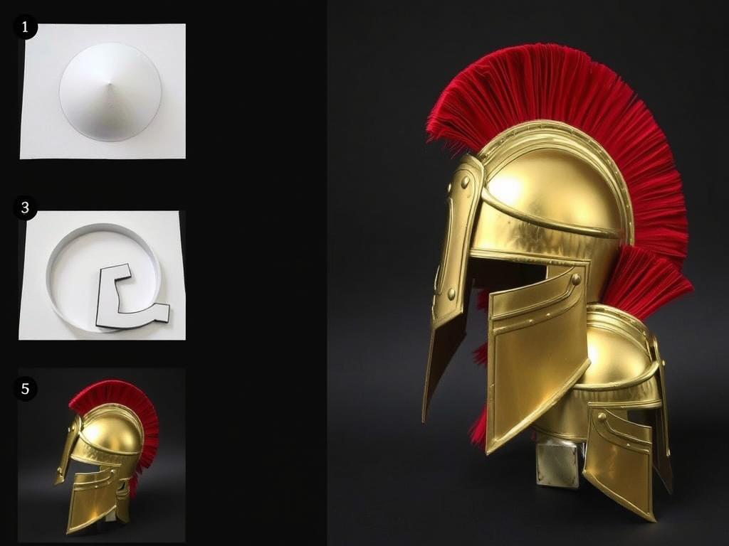 Proces tworzenia hełmu greckiego dla stroju Aresa z pianki EVA i czerwonego pióropusza