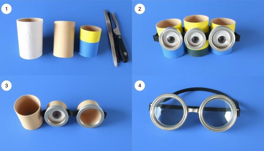 Proces tworzenia okularów minionka pokazany krok po kroku