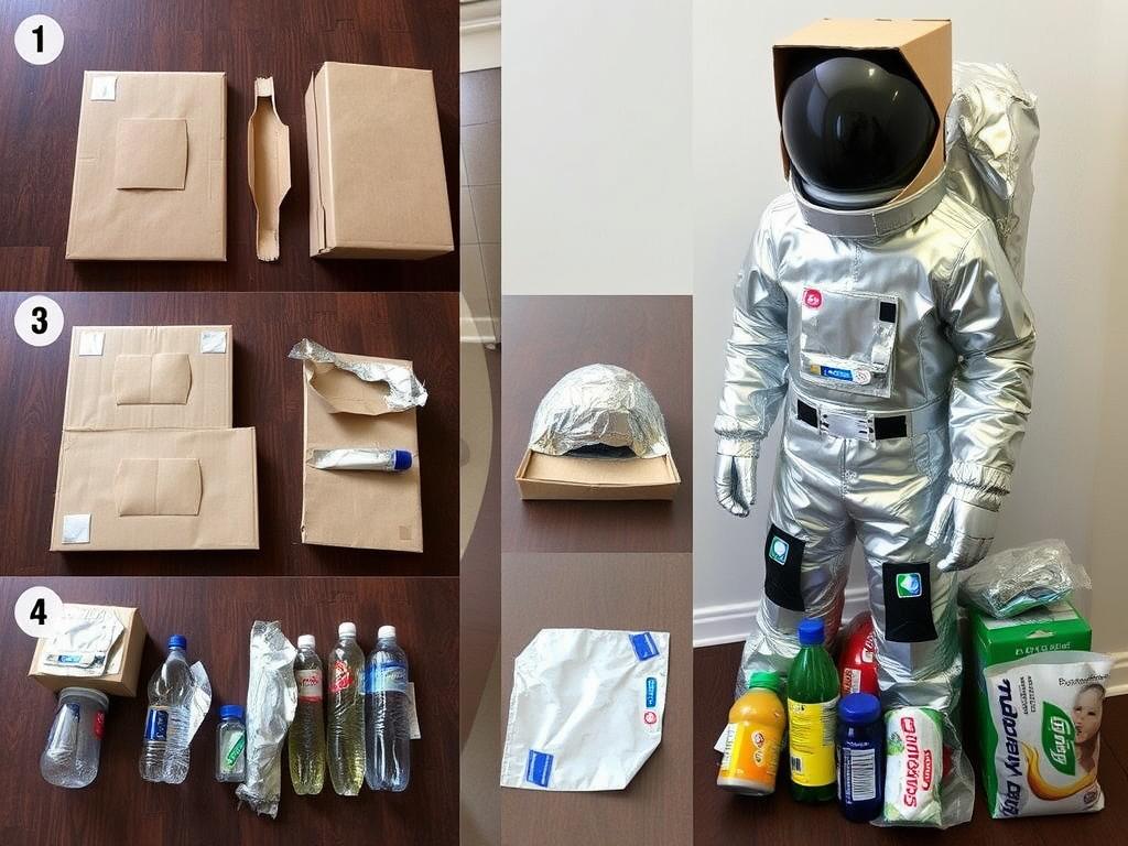 Proces tworzenia stroju astronauty z materiałów recyklingowych