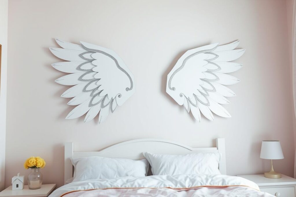 Skrzydła anioła z kartonu jako dekoracja pokoju dziecięcego