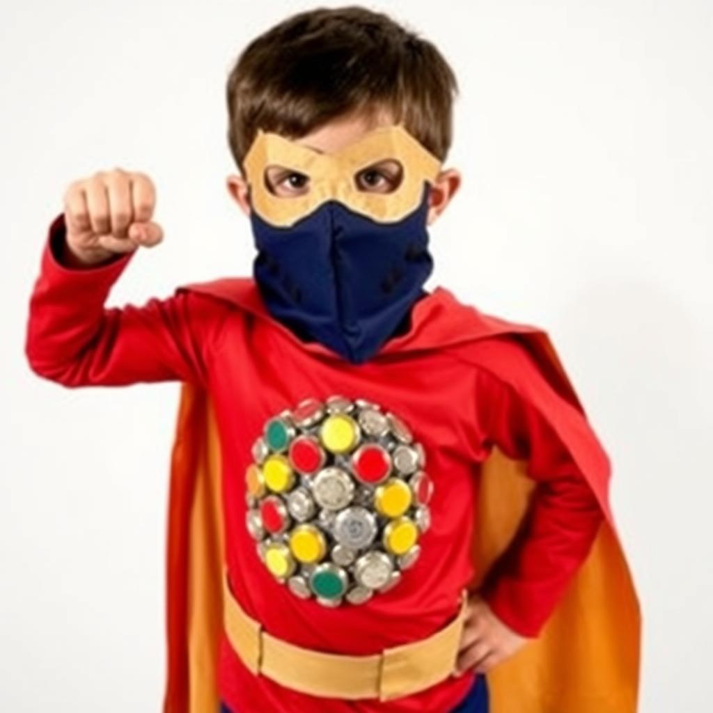 Strój superbohatera wykonany z materiałów z recyklingu