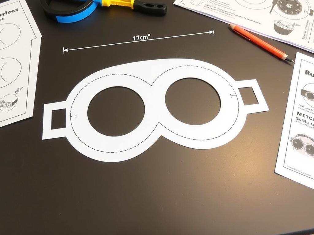 Szablon okularów minionka do wydruku z wymiarami