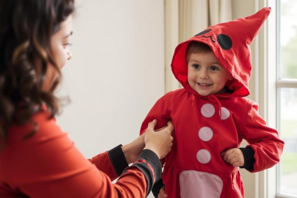 Testowanie wygody stroju na halloween przed użyciem