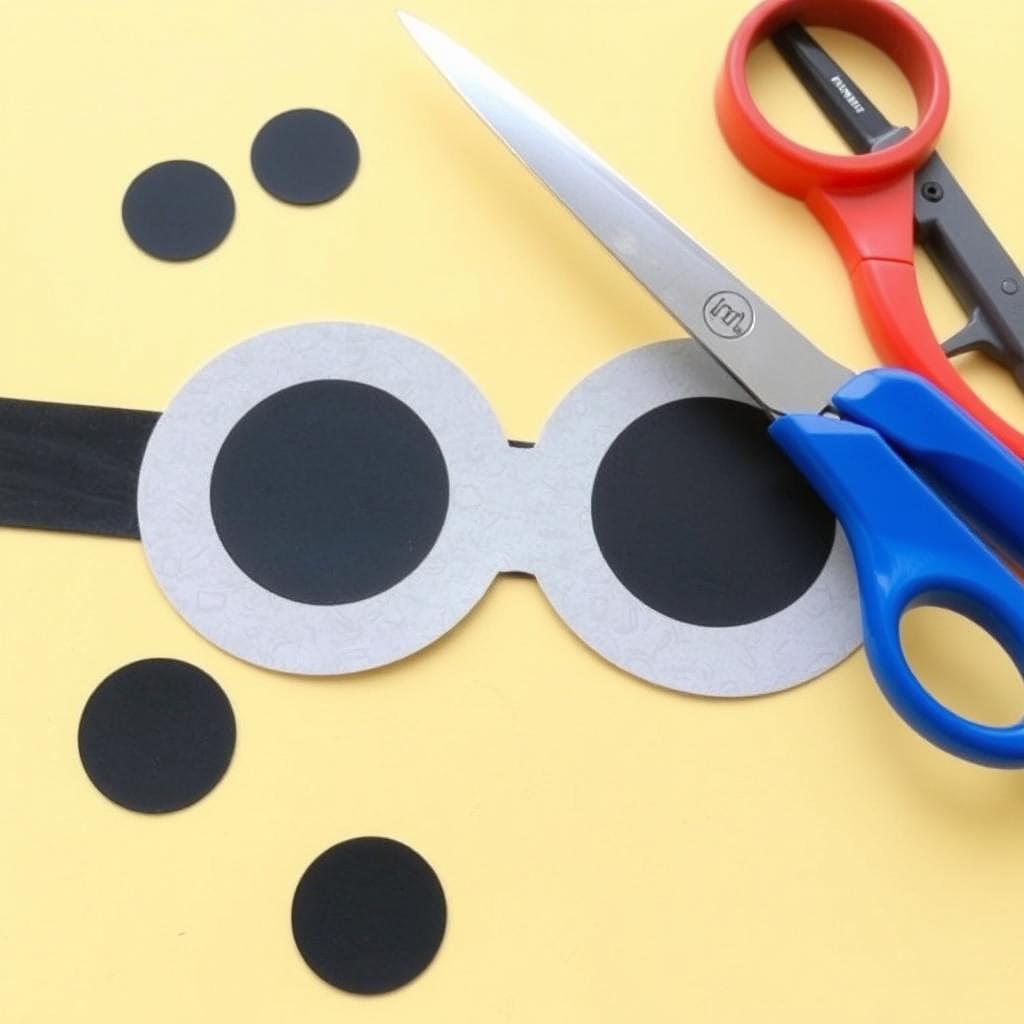 Tworzenie 'szkieł' do okularów minionka z czarnego papieru