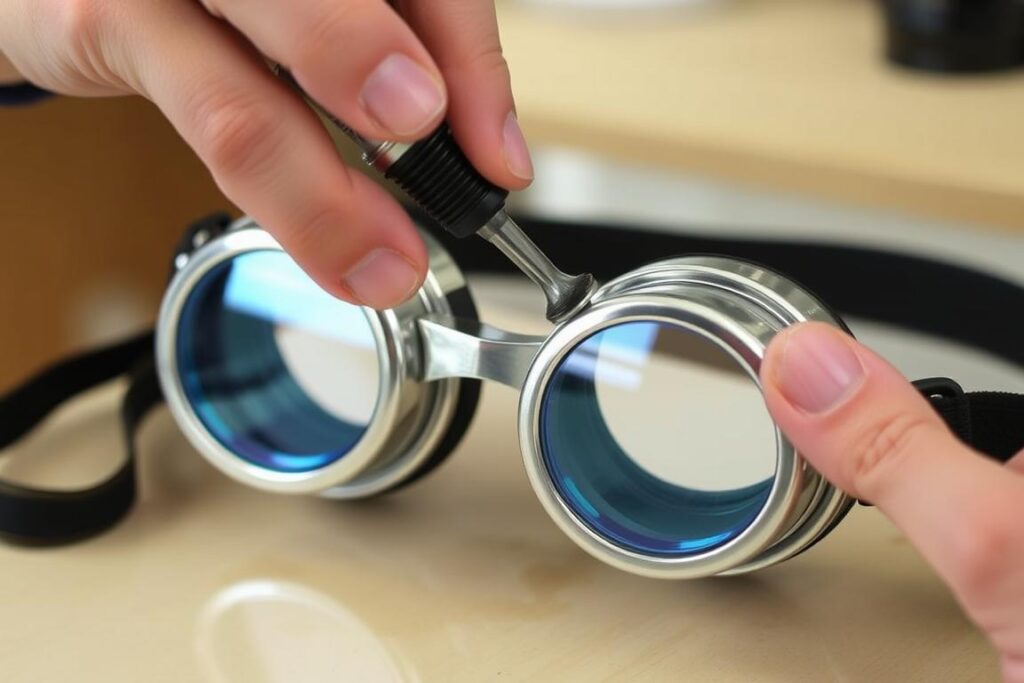 Utrwalanie okularów minionka lakierem bezbarwnym