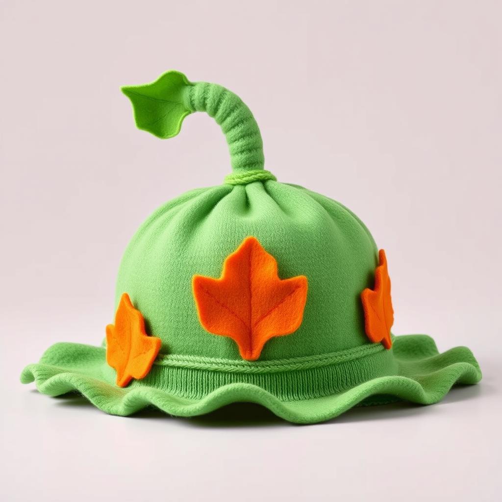 Zielona czapka z liśćmi do stroju dyni