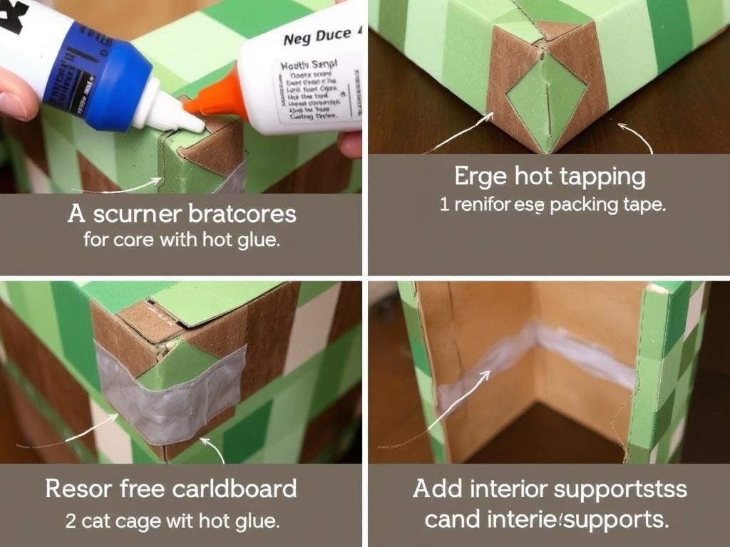 Detale wykończenia kostiumu Minecraft - wzmocnione narożniki i krawędzie