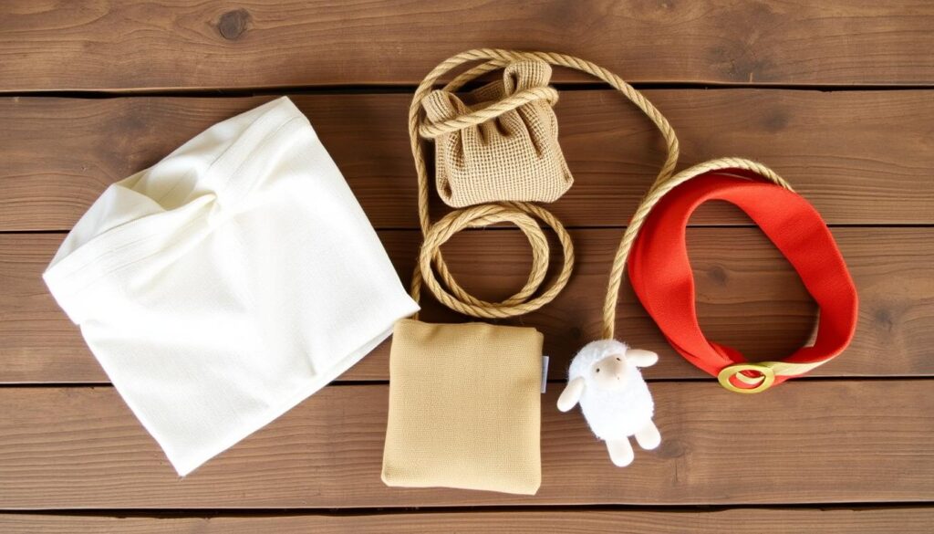 Dodatki do stroju pastuszka - nakrycie głowy, torba i inne akcesoria