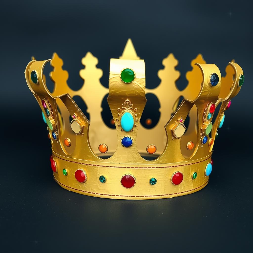 Gotowa korona króla ozdobiona błyszczącymi elementami