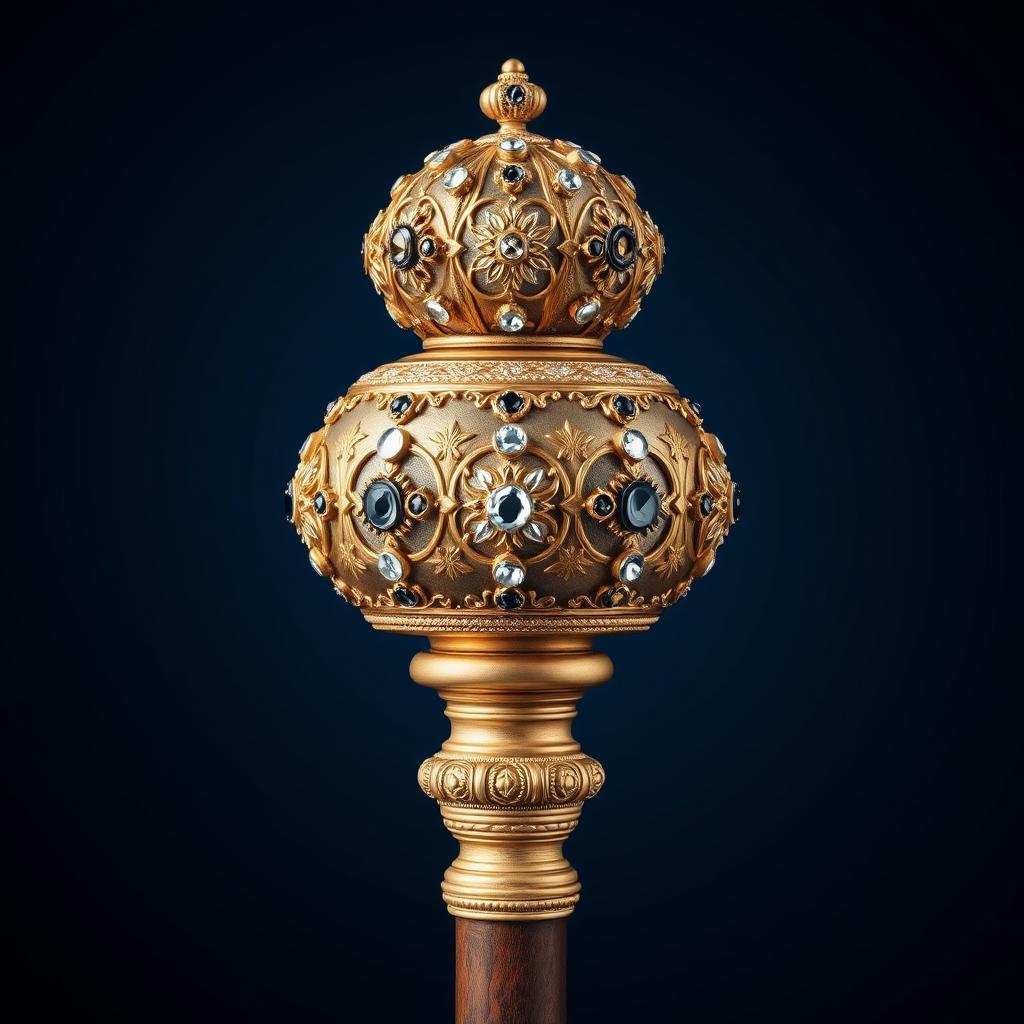 Gotowe berło królewskie z ozdobną kulą na końcu