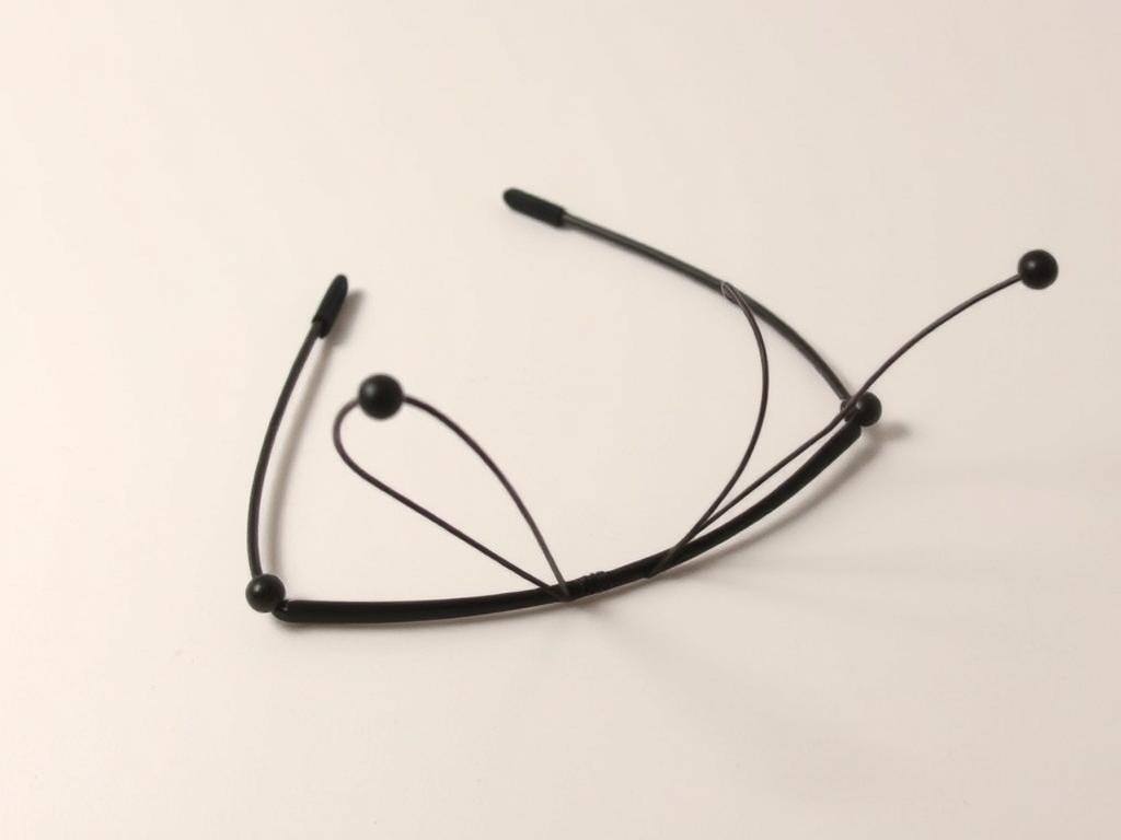 Gotowe czułki motyla wykonane z drutu i przymocowane do opaski