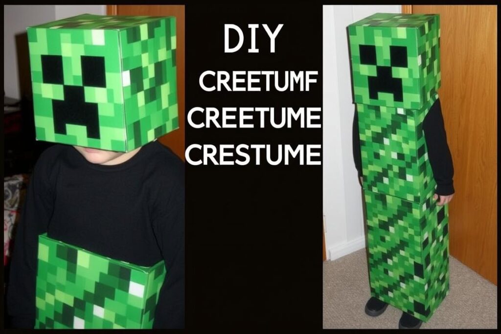 Gotowy kostium Creepera z Minecraft wykonany z kartonu