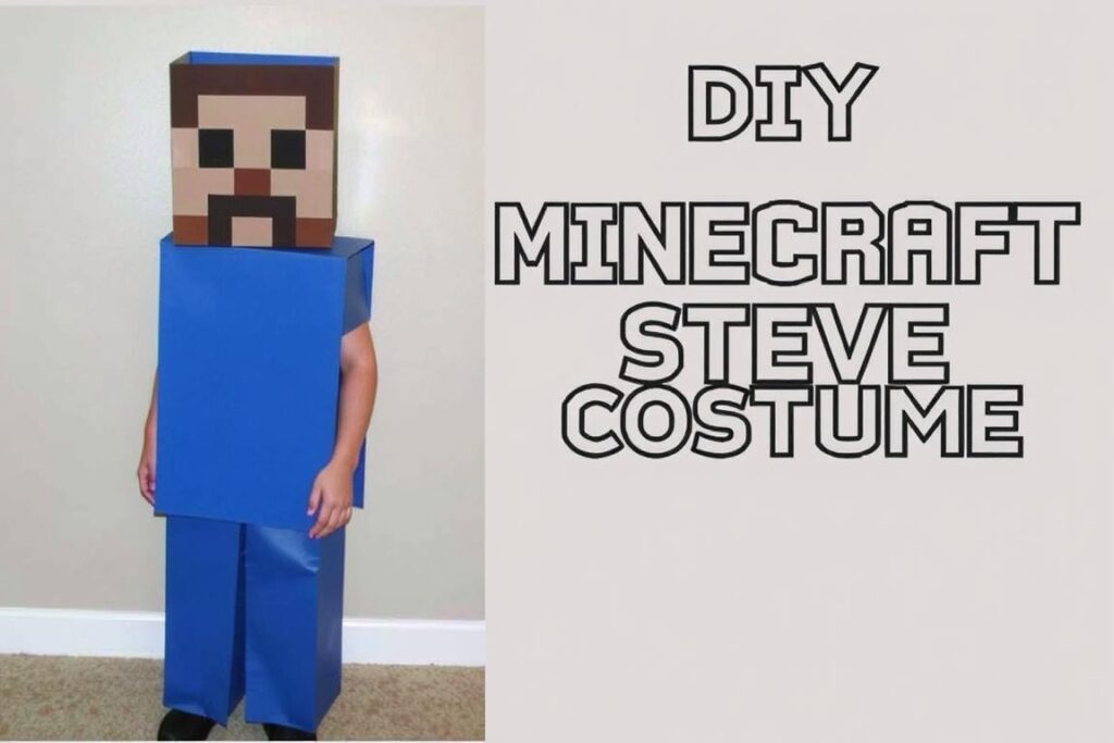 Gotowy kostium Steve'a z Minecraft wykonany z kartonu