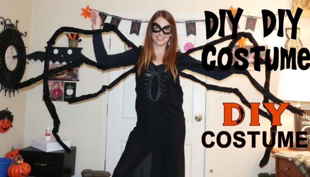Gotowy strój pająka na Halloween wykonany domowym sposobem