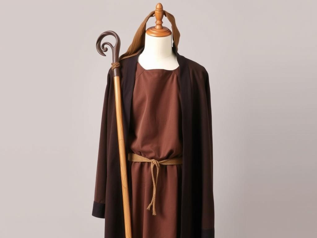 Gotowy strój św. Józefa z charakterystycznymi atrybutami jak zrobić strój świętego