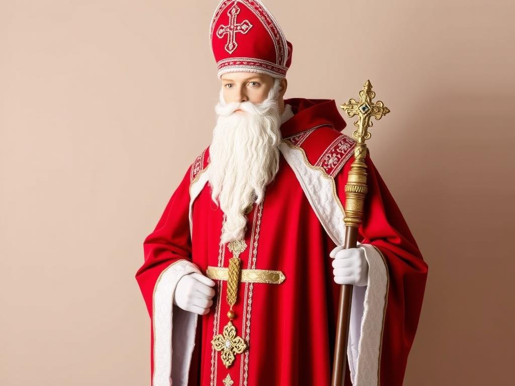 Gotowy strój św. Mikołaja z charakterystycznymi elementami jak zrobić strój świętego
