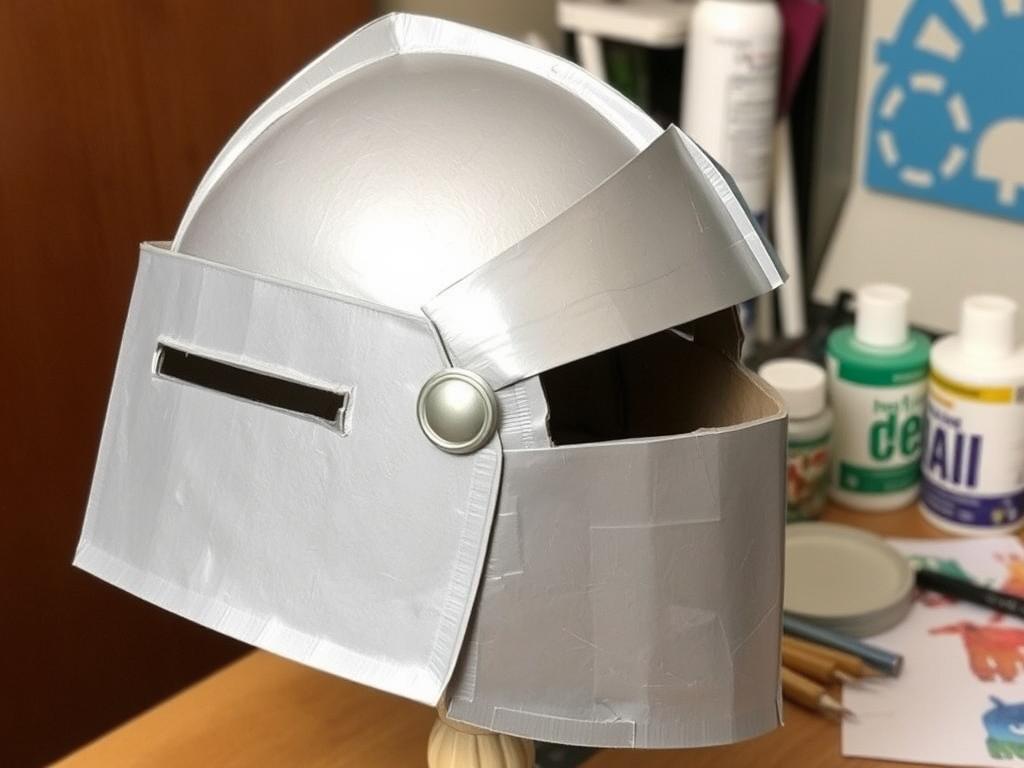 Hełm rycerski wykonany z kartonu - strój rycerza jak zrobić samemu