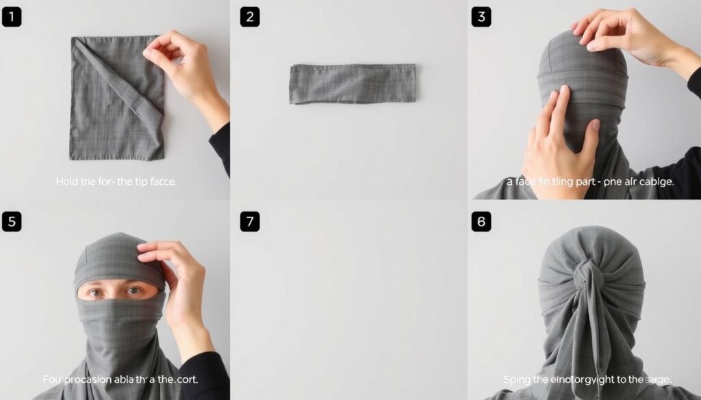 Instrukcja krok po kroku jak zawiązać maskę ninja z kawałka materiału