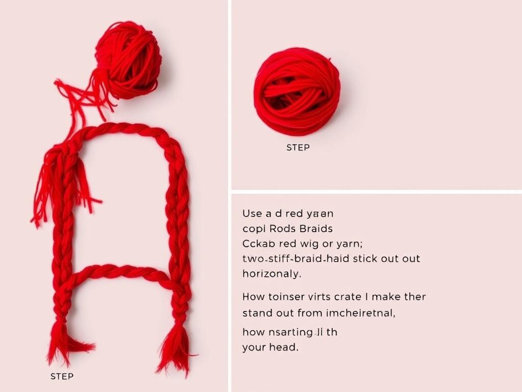Instrukcja wykonania rudych warkoczy do stroju Pipi