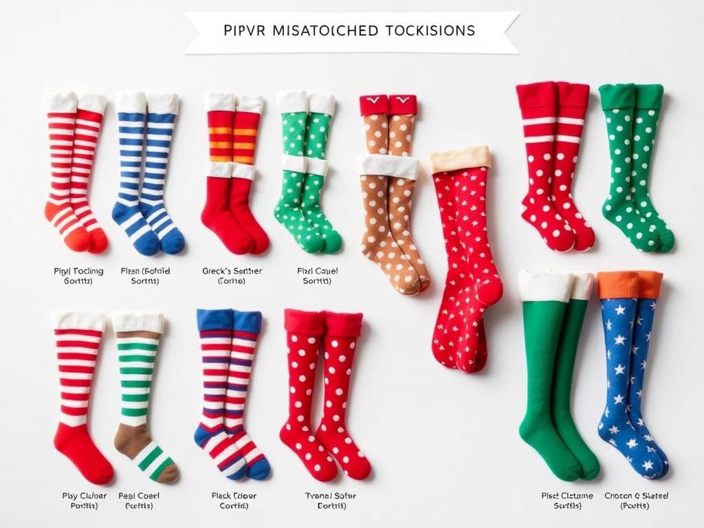 Kolorowe pończochy do stroju Pipi - różne warianty