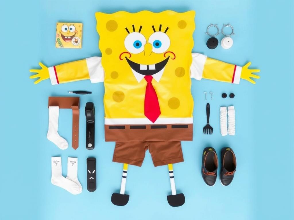 Kompletny strój SpongeBoba z wszystkimi dodatkami
