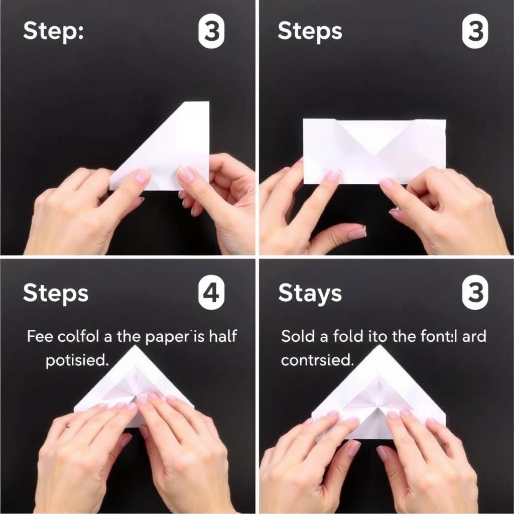 Krok 1-3 składania kapelusza origami z papieru