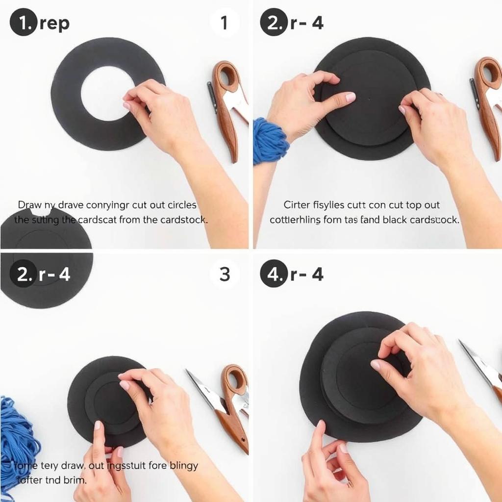 Krok 1-4 wycinania elementów cylindra z papieru