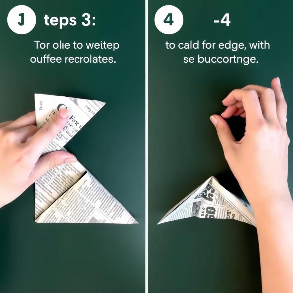 Krok 3-4 składania kapelusza z gazety