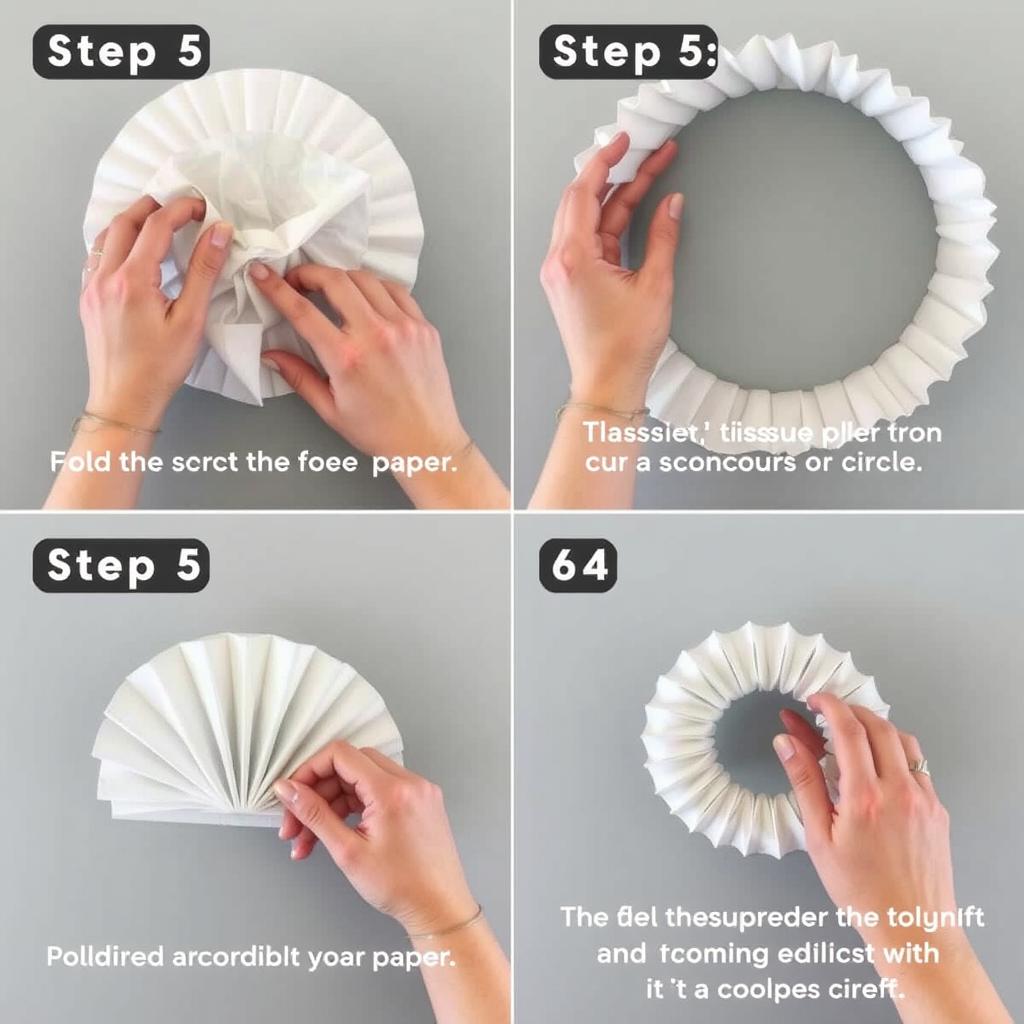 Krok 4-6 składania górnej części kapelusza kucharskiego