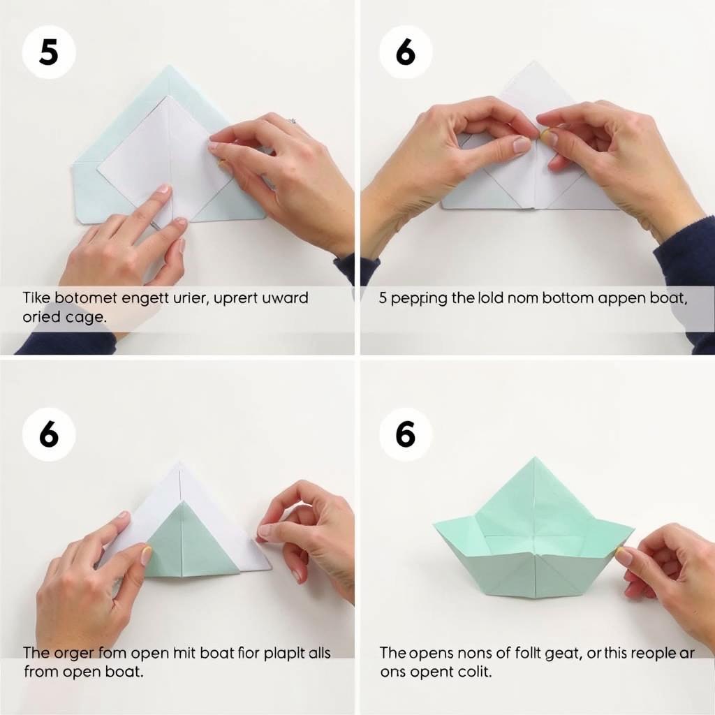 Krok 4-6 składania kapelusza origami z papieru