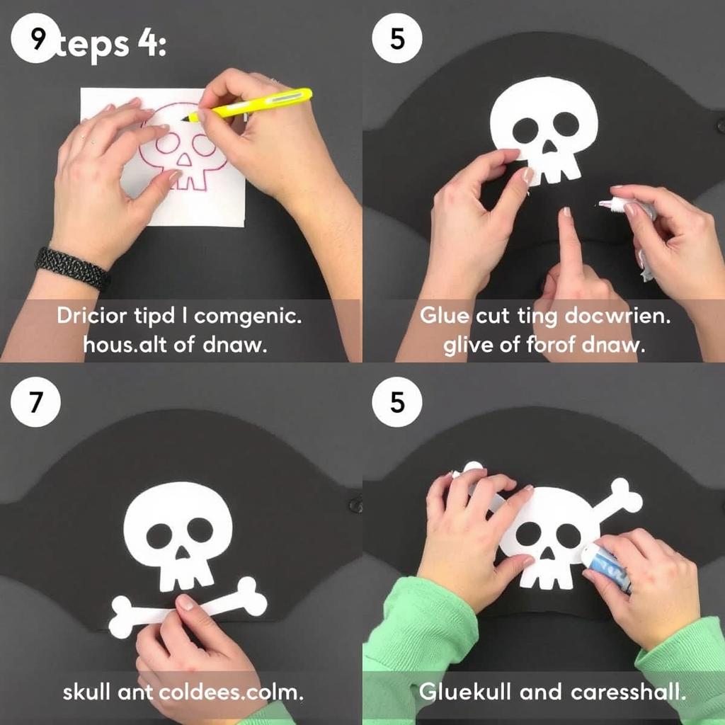 Krok 5-7 wykonania i ozdabiania kapelusza pirata