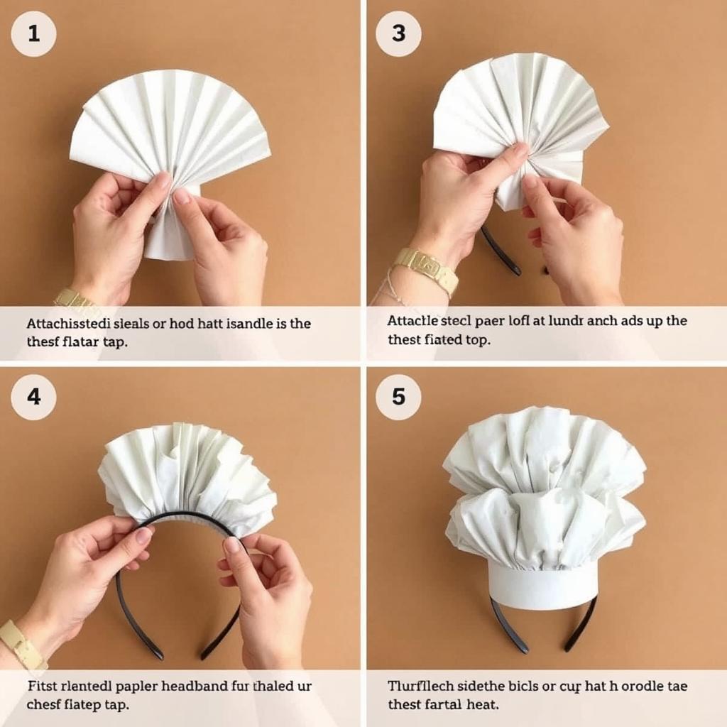Krok 7-8 łączenia elementów kapelusza kucharskiego