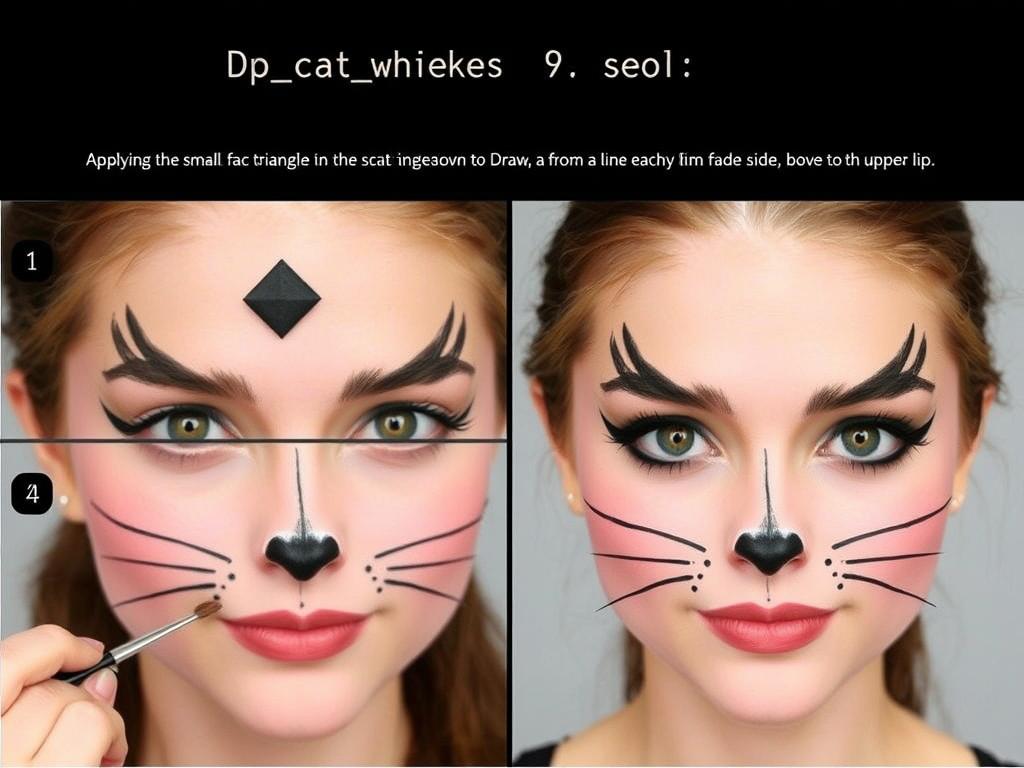 Krok po kroku: malowanie wąsów kota na twarzy