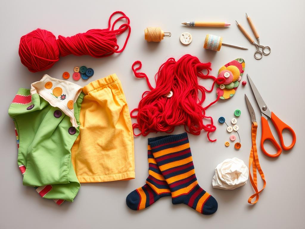 Materiały potrzebne do wykonania stroju Pipi Langstrumpf