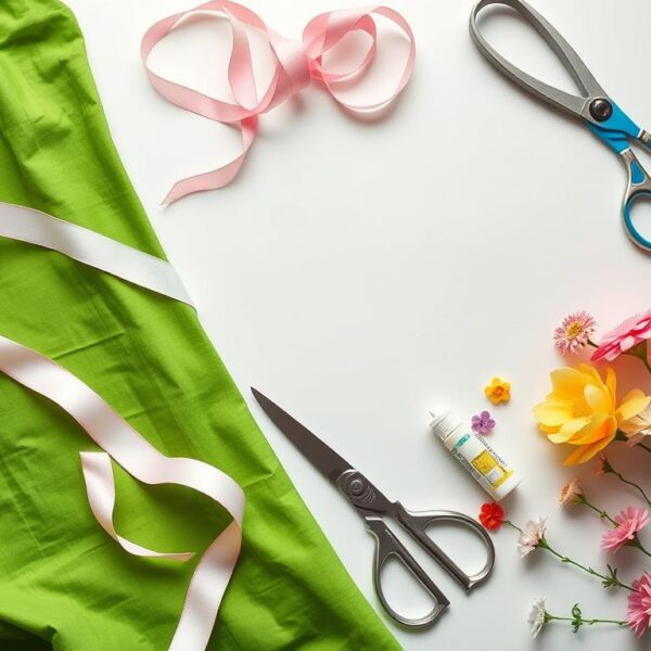 Materiały potrzebne do wykonania stroju wiosny jak zrobić zestaw z bibułą, wstążkami i ozdobami