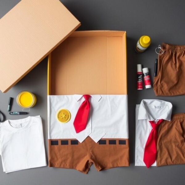 Materiały potrzebne do zrobienia stroju SpongeBoba Kanciastoportego