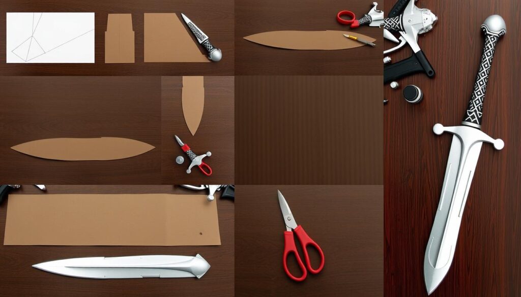 Miecz z kartonu do stroju rycerza - proces tworzenia krok po kroku